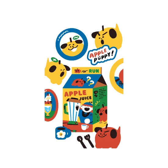 Apple Puppy Sticker Set D 