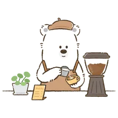 Bearista dans son petit café