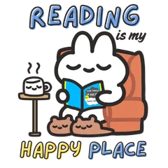bunny reading is my happy place