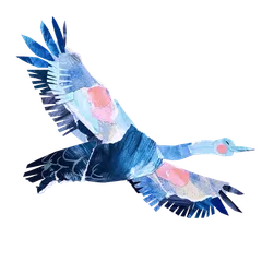 Collaged birds